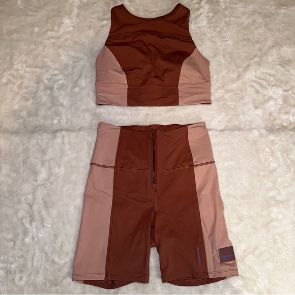Lululemon Hike to Swim Bra & Biker Short 2-Piece Set Ancient Copper & Pink Clay - Picture 9 of 16
